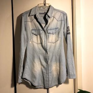 House of Blue Vintage Wash Denim Button Up
